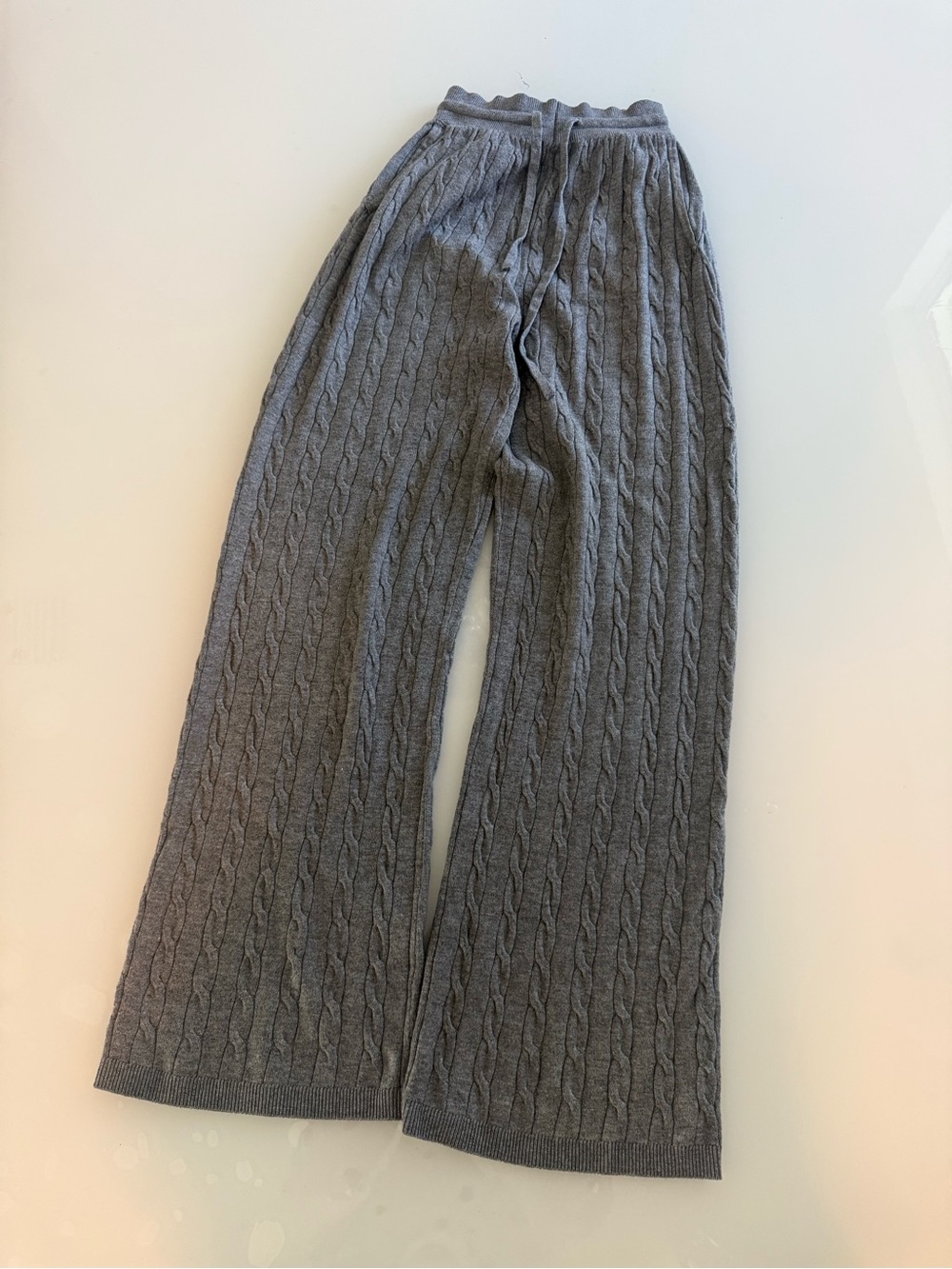 Uniqlo Gray Cable-Knit Wide Leg Kids Sweatpants#B11